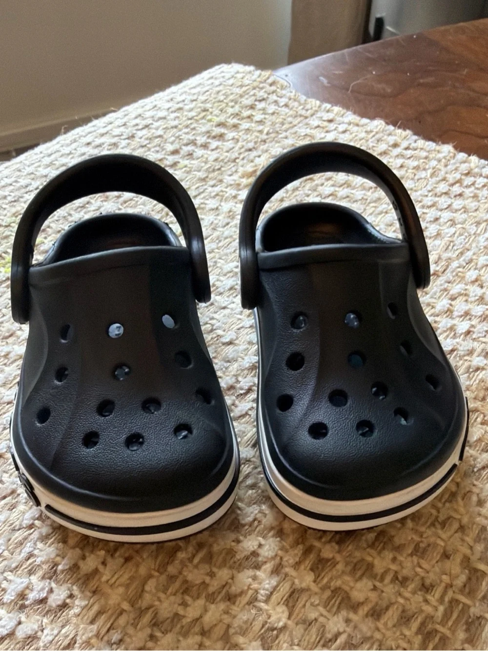 CROCS Kids' Black Clogs with White Accent Logo Trim